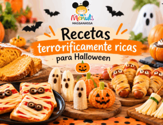 Recetas de Halloween para niños: bizcocho de calabaza, tostadas momia, salchichas terroríficas, fantasmas de plátano y escobas de queso en Menuts Massanassa.