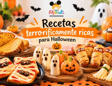 Recetas de Halloween para niños: bizcocho de calabaza, tostadas momia, salchichas terroríficas, fantasmas de plátano y escobas de queso en Menuts Massanassa.